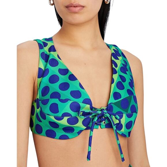 PACO RABANNE Polka Dot Crop Top lace-up twill bralette - Picture 2 of 9